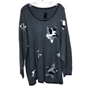 Torrid Crewneck Star Sweater Plus Size 4X Gray Neutral NEW NWT $65